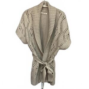 Old Navy Women's Taupe Knit Short Sleeve Cardigan with Belt S/P